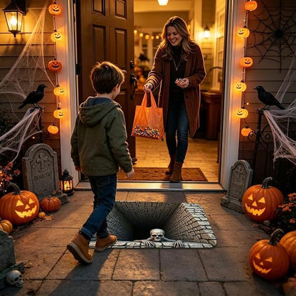 🎃 Halloween Skeleton 3D Illusion Floor Mat