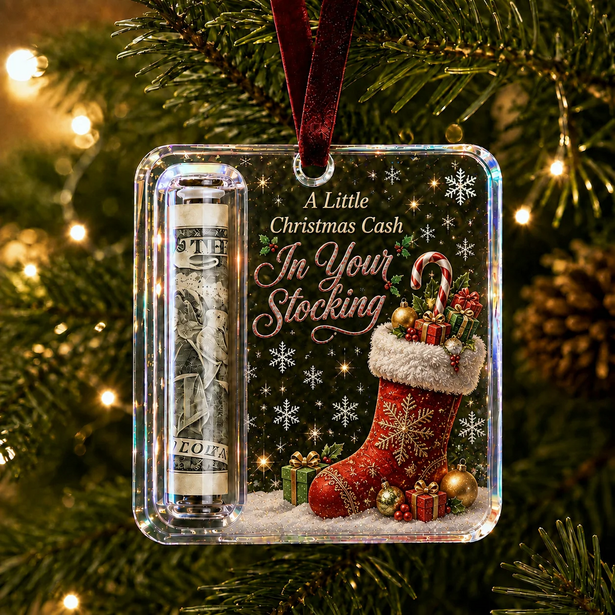 🔥ÚLTIMO DÍA 50% DE DESCUENTO - 🎄Adorno de regalo de efectivo navideño: ¡Haz que el efectivo se sienta como un verdadero regalo de Navidad!💵