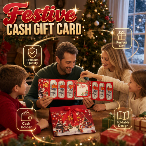 ✨ Festive Cash Gift Card Holder – Multi-Slot Organization, Holiday Notes Space & Ribbon Envelope – Turn Cash into a Thoughtful Christmas Gift 💌