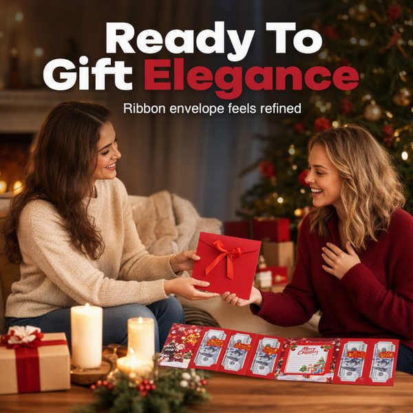 ✨ Festive Cash Gift Card Holder – Multi-Slot Organization, Holiday Notes Space & Ribbon Envelope – Turn Cash into a Thoughtful Christmas Gift 💌