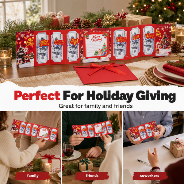 ✨ Festive Cash Gift Card Holder – Multi-Slot Organization, Holiday Notes Space & Ribbon Envelope – Turn Cash into a Thoughtful Christmas Gift 💌