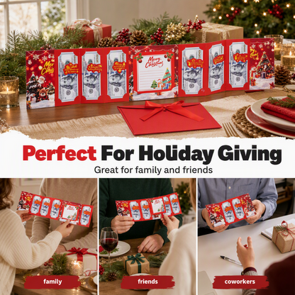 ✨ Festive Cash Gift Card Holder – Multi-Slot Organization, Holiday Notes Space & Ribbon Envelope – Turn Cash into a Thoughtful Christmas Gift 💌