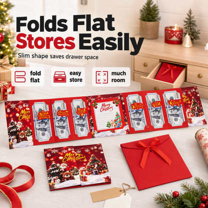 ✨ Festive Cash Gift Card Holder – Multi-Slot Organization, Holiday Notes Space & Ribbon Envelope – Turn Cash into a Thoughtful Christmas Gift 💌