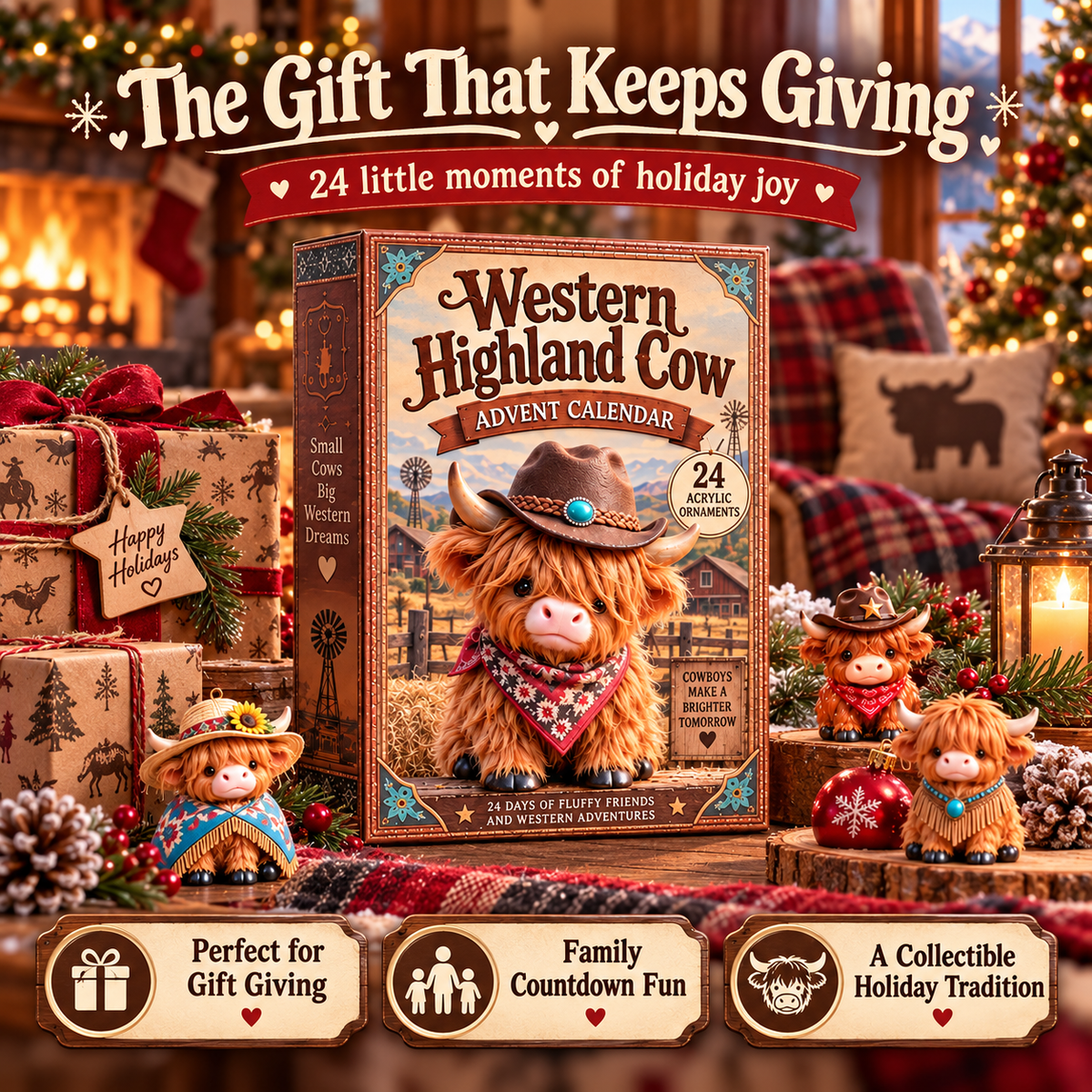 🎄CHRISTMAS KICKOFF 40% OFF - Western Highland Cow Advent Calendar 2026